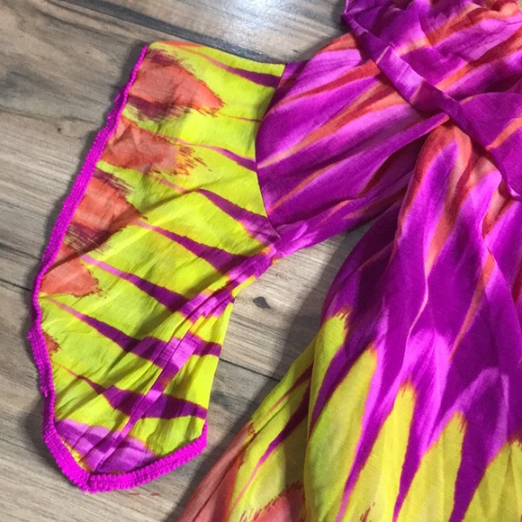 Inc colorful purple orange and yellow off shoulder Pom Pom  top - Picture 11 of 13